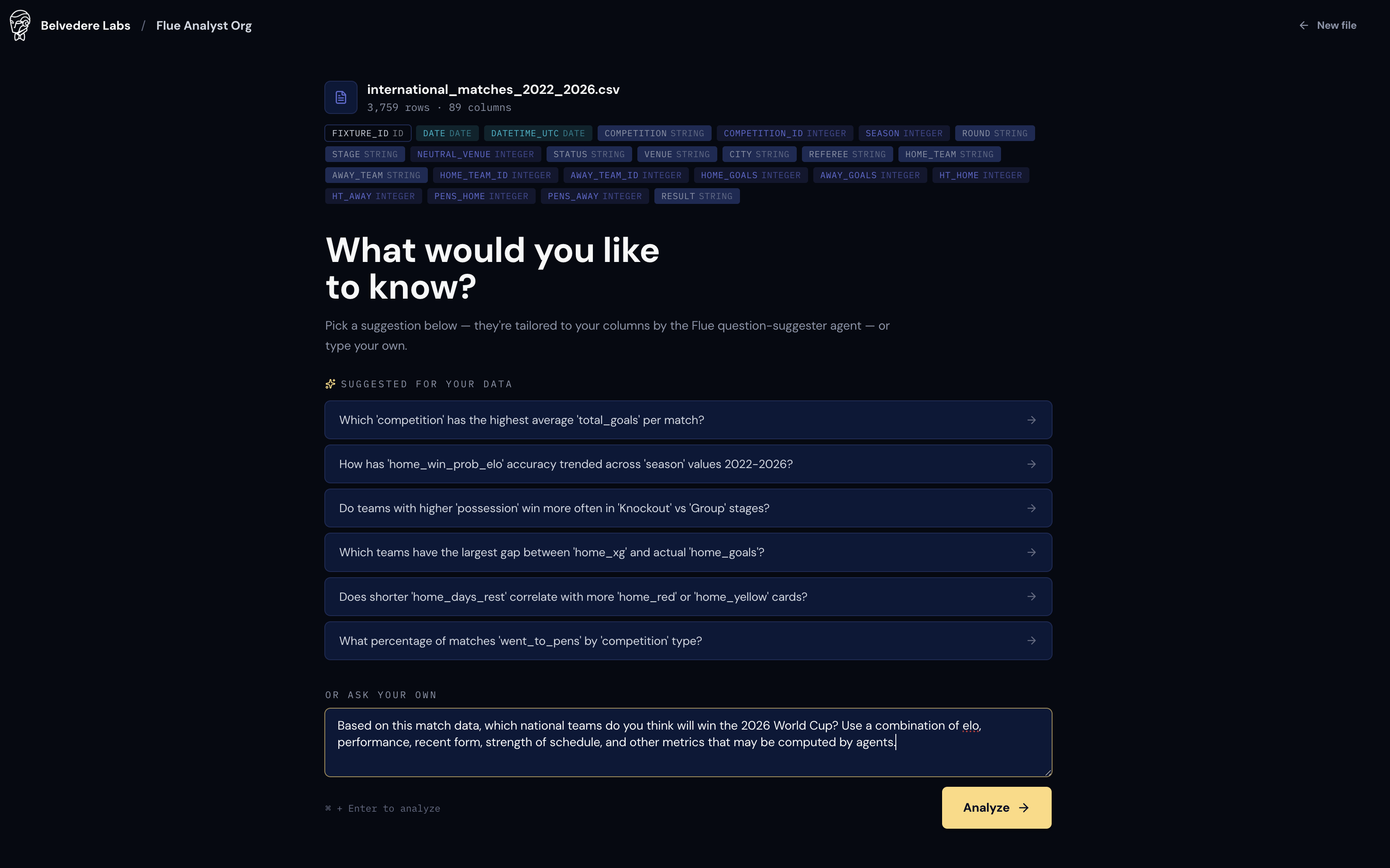 Uploading the CSV and asking the question